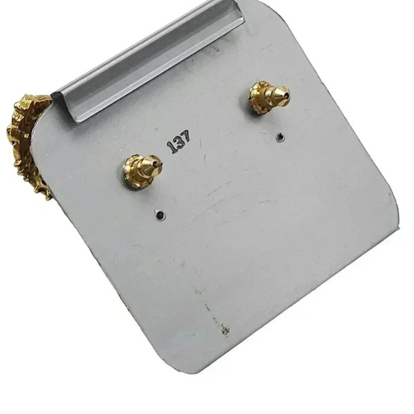 1928 Gold Filigree Hoop Earrings Pink Porcelain Flower Pierced Post - Picture 4 of 5